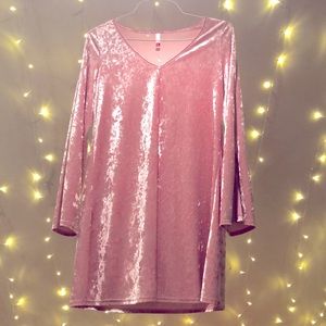 A cute pink velvet dress